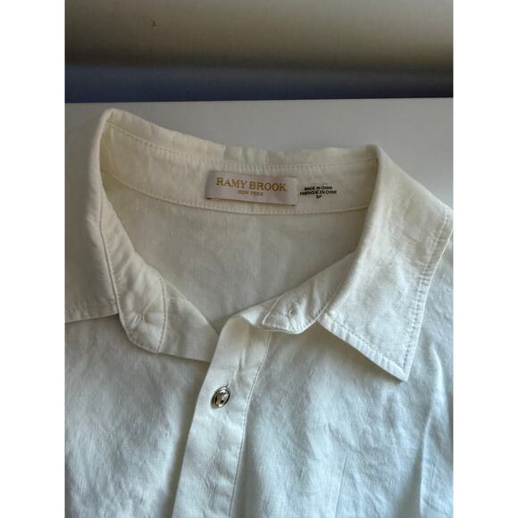 $345 Ramy Brook Rosa Linen Blend Top - Ivory - Small - Picture 2 of 6
